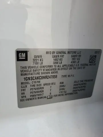 2017 CHEVROLET TAHOE C1500 LS  