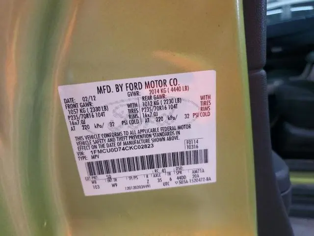 2012 FORD ESCAPE XLT  