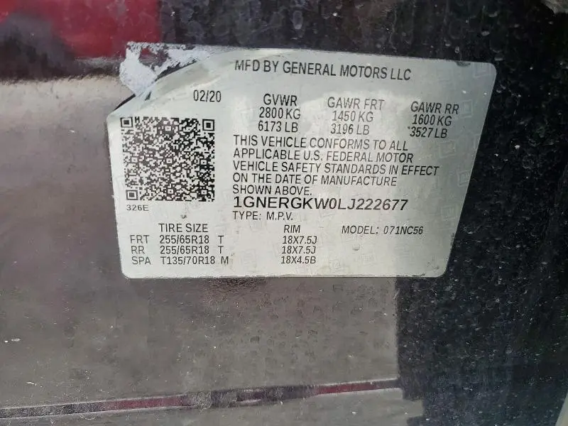 2020 CHEVROLET TRAVERSE LT  