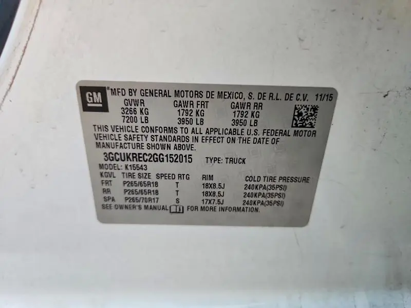 2016 CHEVROLET SILVERADO K1500 LT  