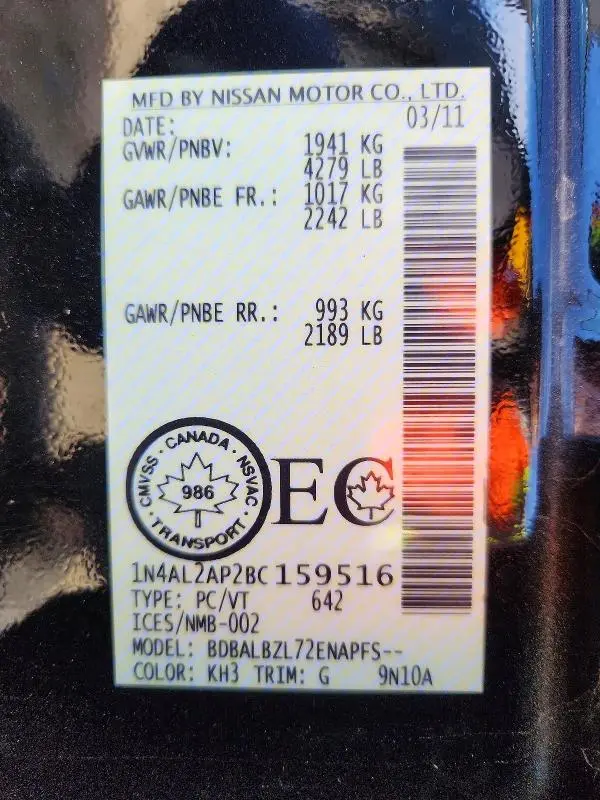 2011 NISSAN ALTIMA BASE  