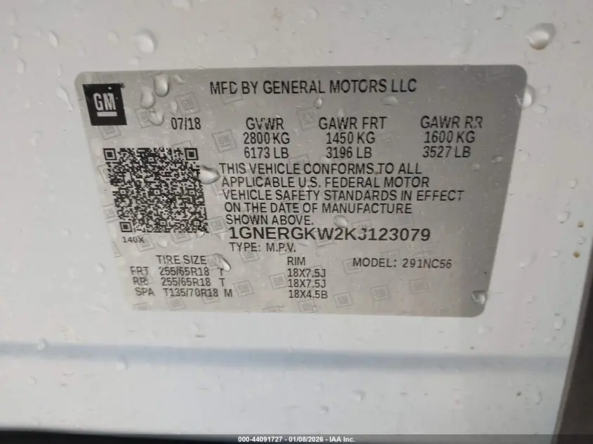 2019 CHEVROLET TRAVERSE 1LT