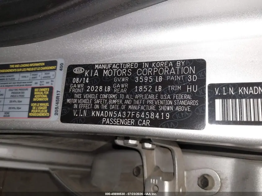 2015 KIA RIO SX