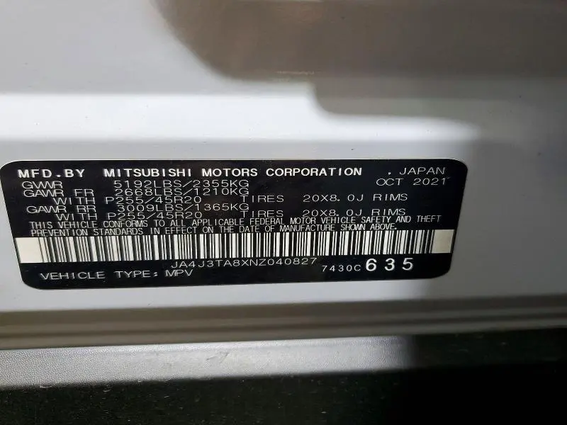 2022 MITSUBISHI OUTLANDER ES  