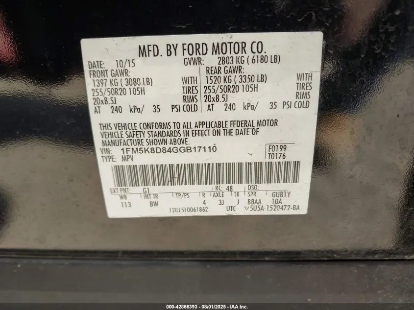 2016 FORD EXPLORER XLT