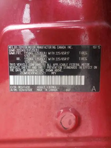 2015 TOYOTA RAV4 XLE  