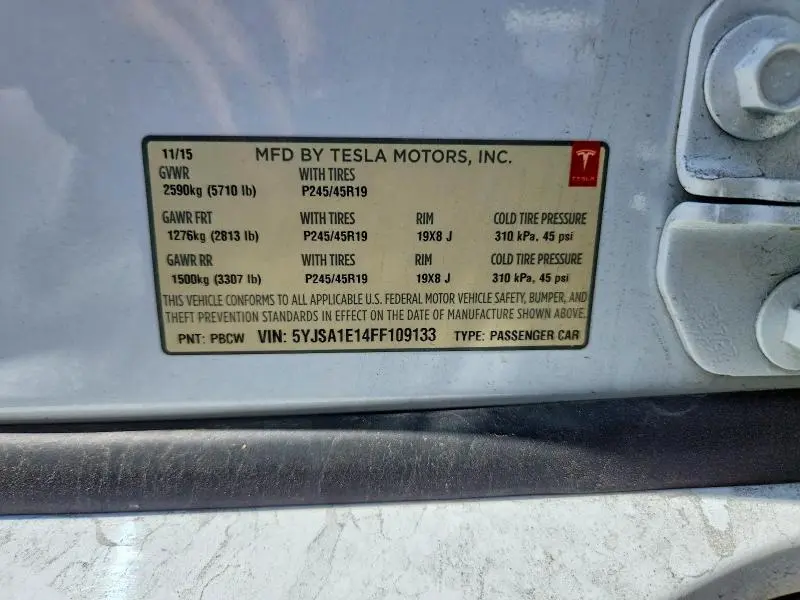 2015 TESLA MODEL S   