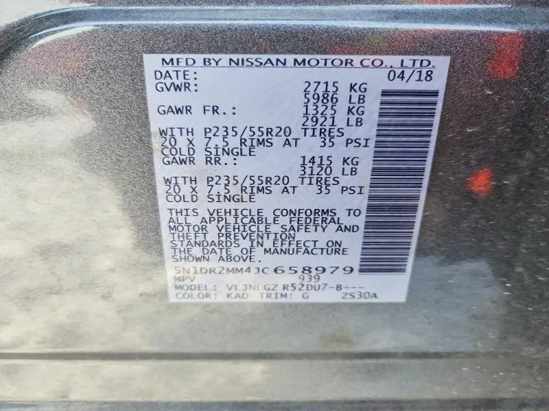 2018 NISSAN PATHFINDER S  