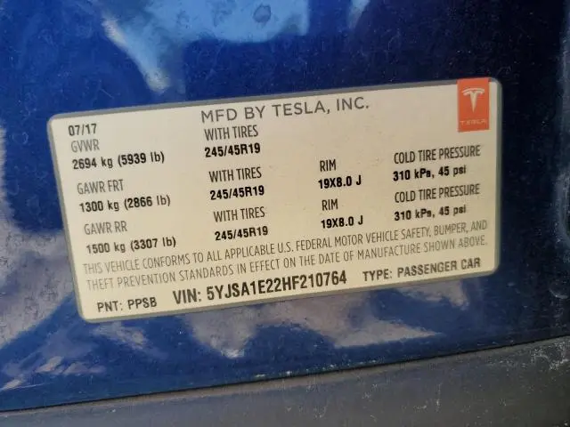 2017 TESLA MODEL S   