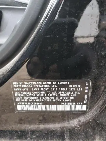 2012 VOLKSWAGEN PASSAT SE  