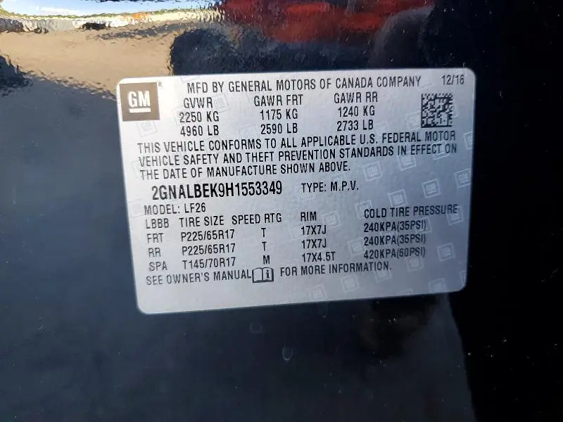 2017 CHEVROLET EQUINOX LS  