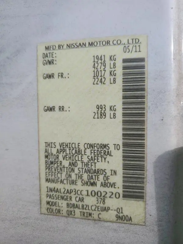 2012 NISSAN ALTIMA 2.5  
