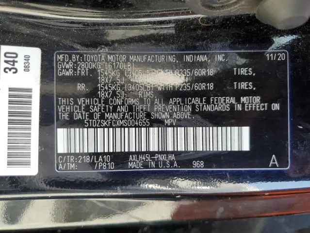 2021 TOYOTA SIENNA LIMITED  