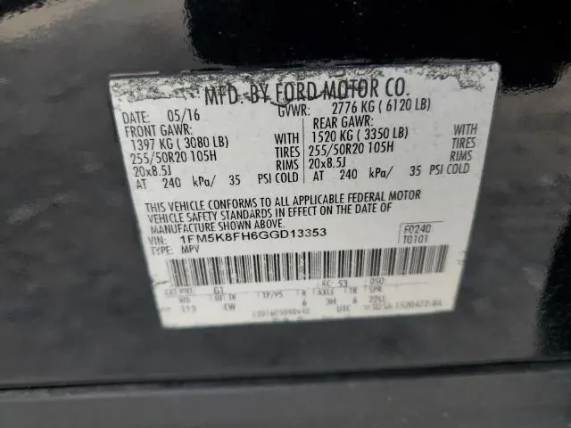 2016 FORD EXPLORER LIMITED  