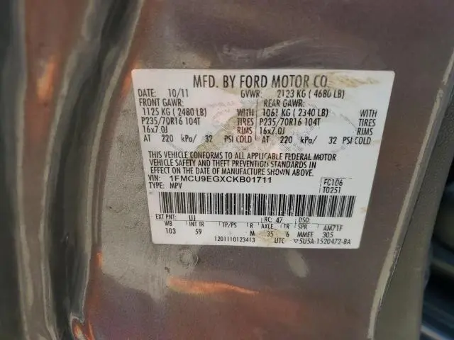 2012 FORD ESCAPE LIMITED  