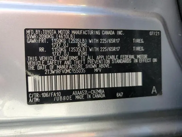 2021 TOYOTA RAV4 XLE  