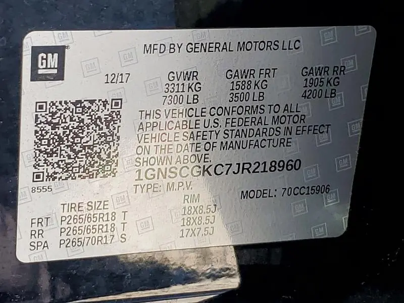 2018 CHEVROLET SUBURBAN C1500 LS  