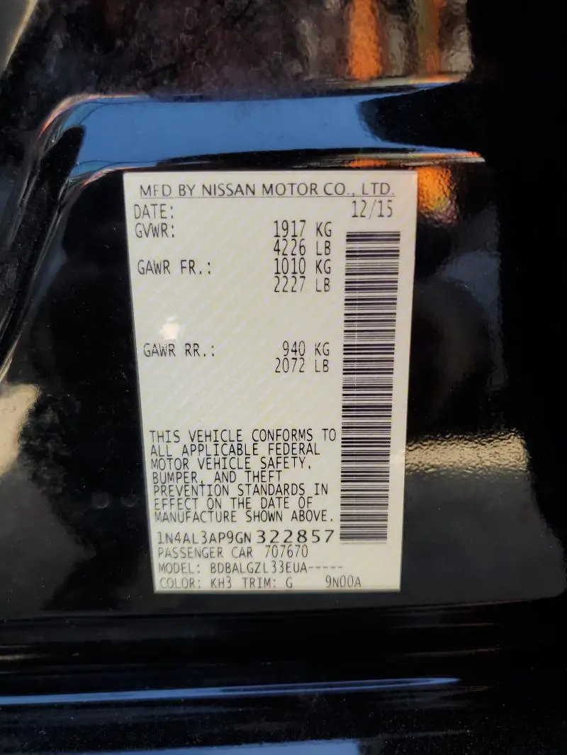 2016 NISSAN ALTIMA 2.5  