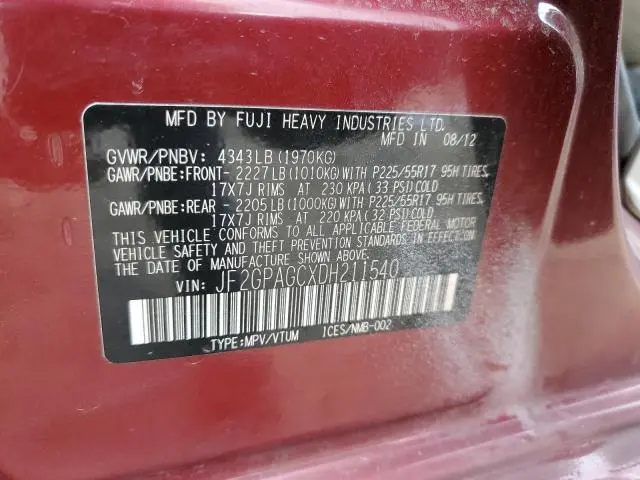 2013 SUBARU XV CROSSTREK 2.0 LIMITED  