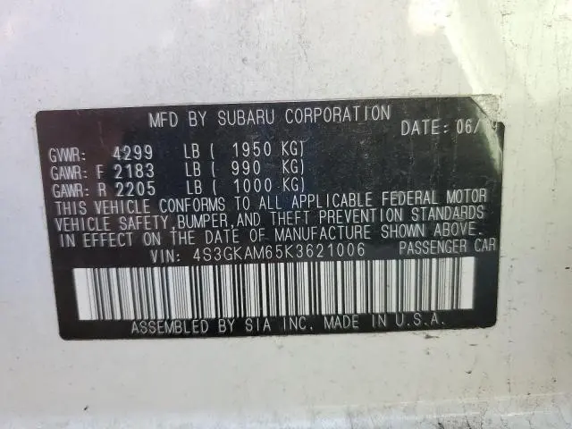 2019 SUBARU IMPREZA SPORT  