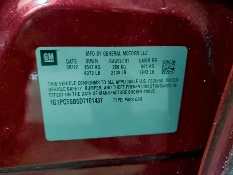 2013 CHEVROLET CRUZE LT  