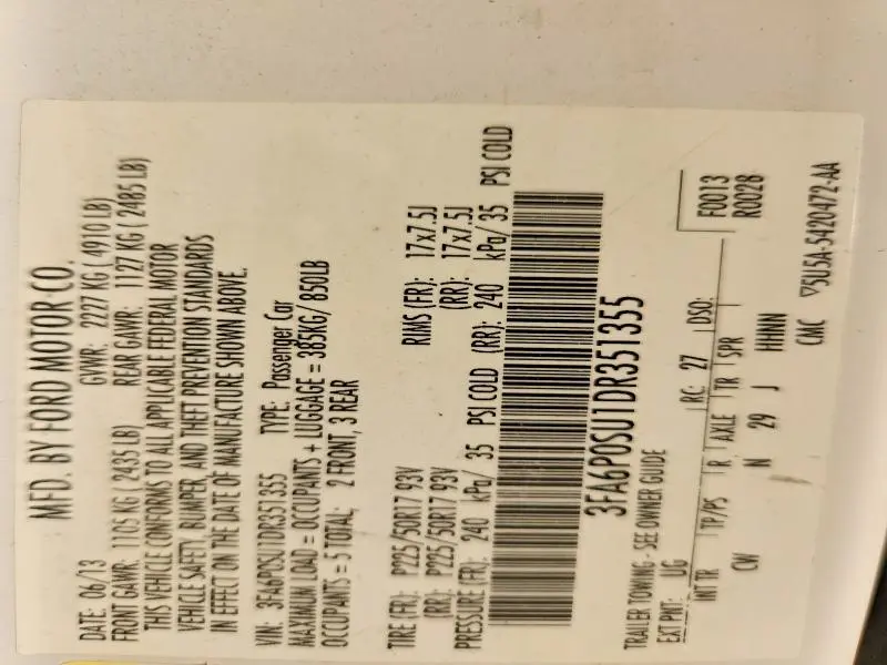 2013 FORD FUSION TITANIUM PHEV  