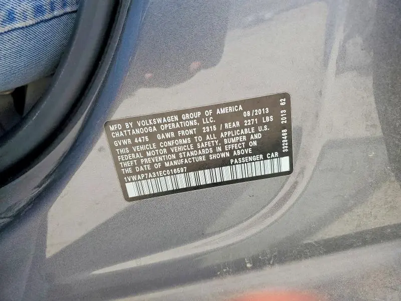2014 VOLKSWAGEN PASSAT S  