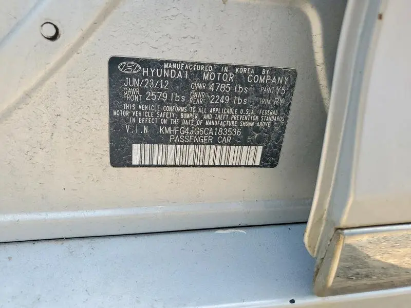 2012 HYUNDAI AZERA BASE  