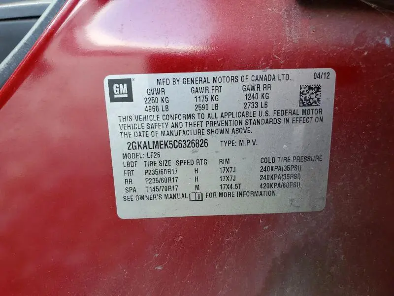 2012 GMC TERRAIN SLE  