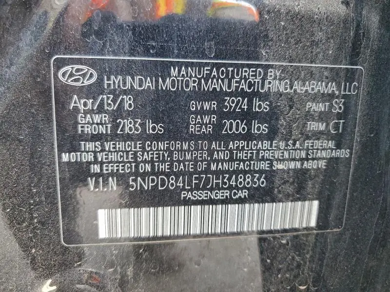 2018 HYUNDAI ELANTRA SEL  