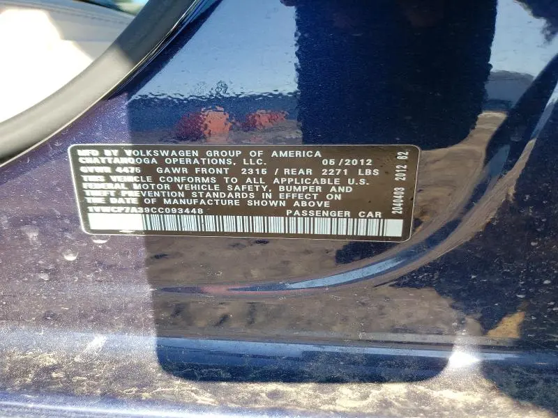 2012 VOLKSWAGEN PASSAT SEL  