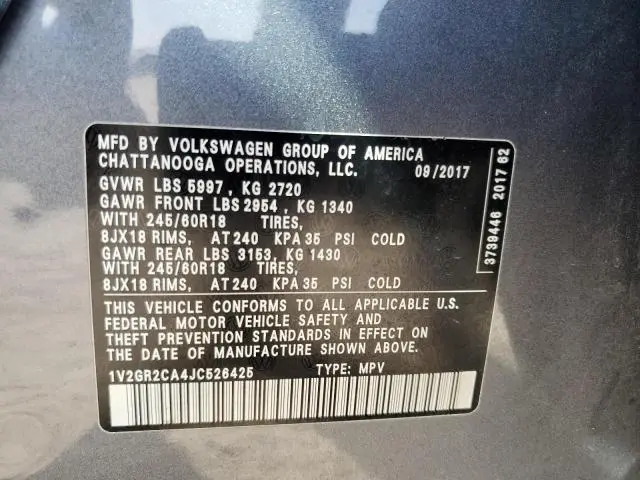 2018 VOLKSWAGEN ATLAS S  