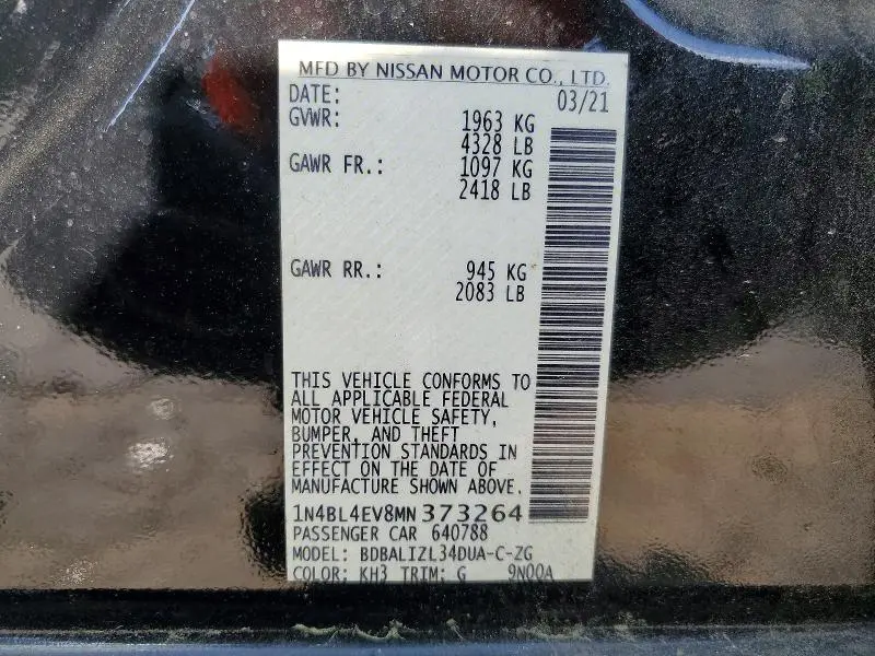2021 NISSAN ALTIMA SL  