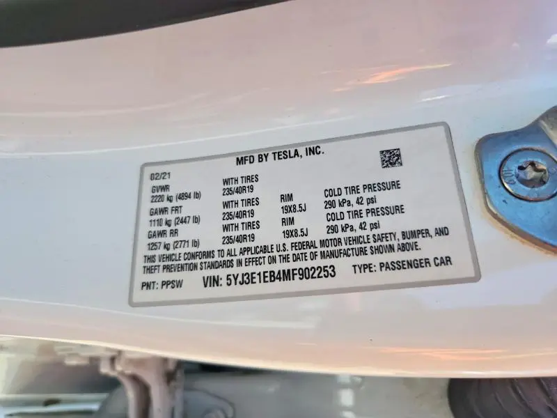 2021 TESLA MODEL 3   