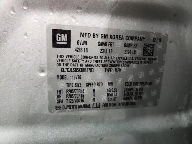 2019 CHEVROLET TRAX 1LT  