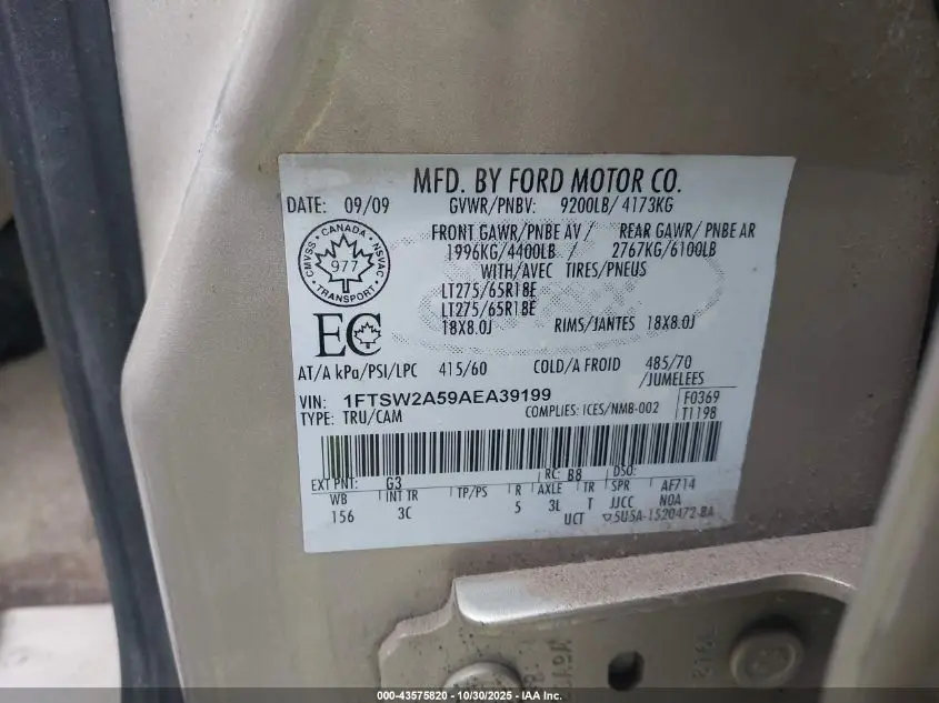 2010 FORD F-250 KING RANCH/LARIAT/XL/XLT