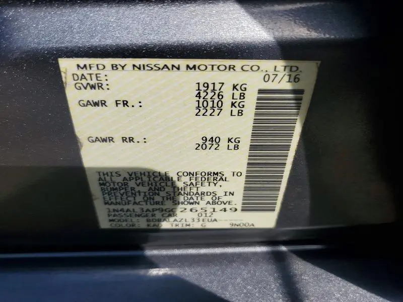 2016 NISSAN ALTIMA 2.5  