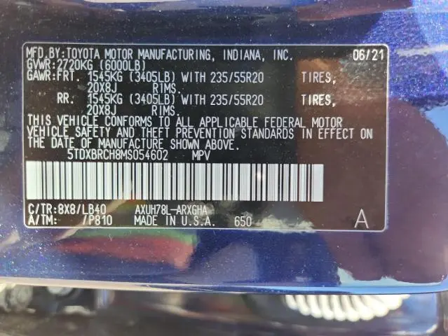 2021 TOYOTA HIGHLANDER HYBRID LIMITED  