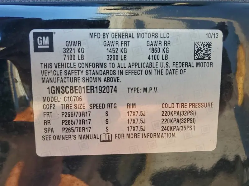 2014 CHEVROLET TAHOE C1500 LT  