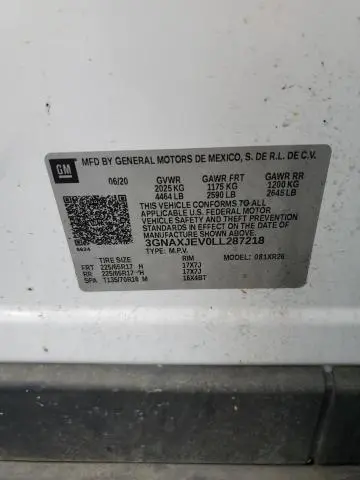 2020 CHEVROLET EQUINOX LT  