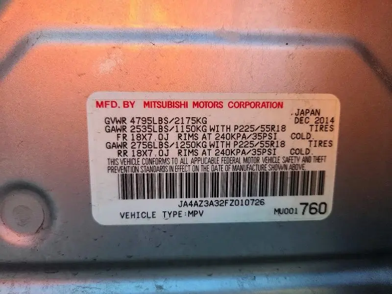 2015 MITSUBISHI OUTLANDER SE  