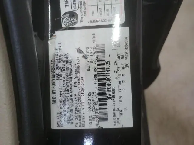 2012 FORD FUSION SE