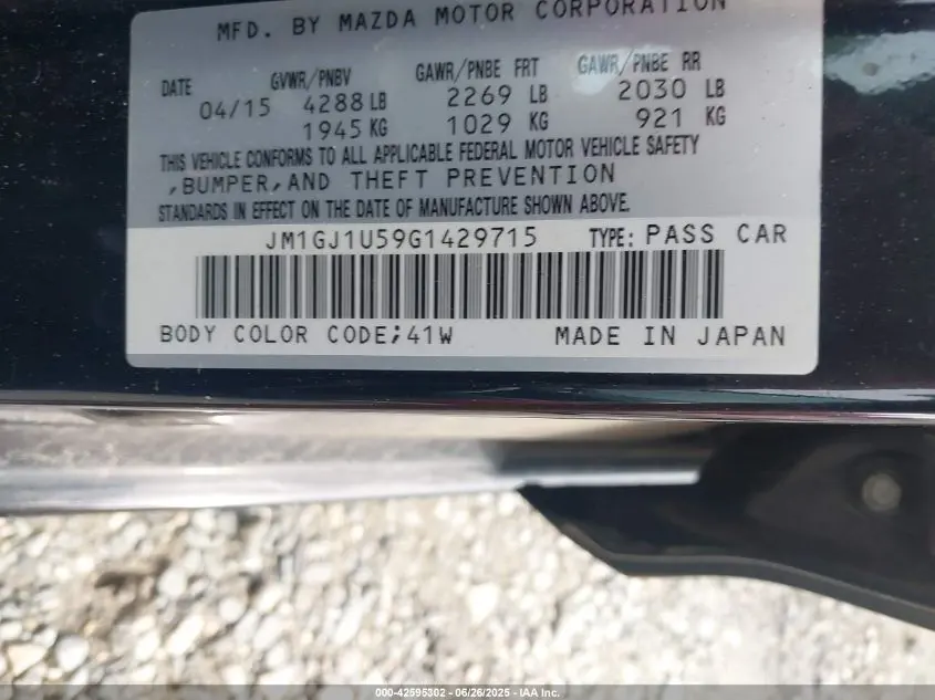 2016 MAZDA MAZDA6 I SPORT