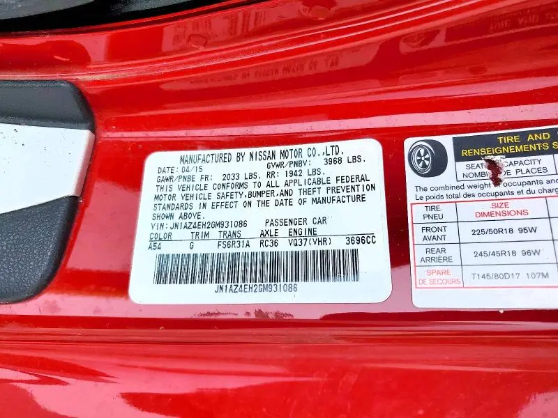 2016 NISSAN 370Z BASE  