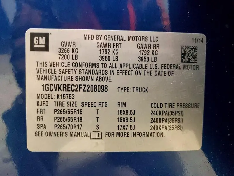 2015 CHEVROLET SILVERADO K1500 LT  