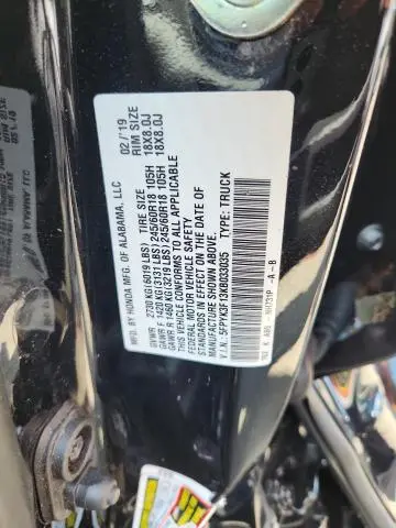 2019 HONDA RIDGELINE SPORT  