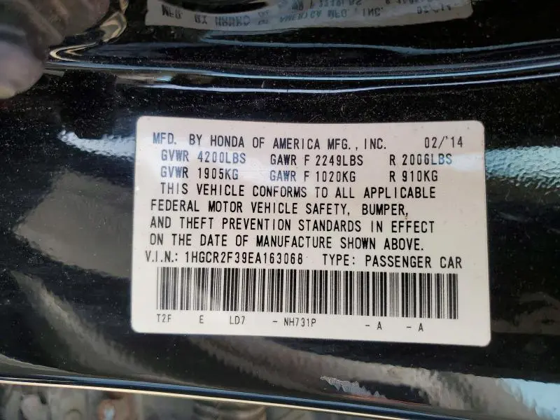 2014 HONDA ACCORD LX  