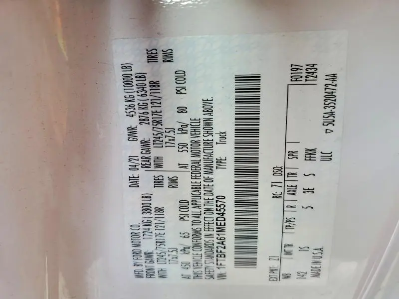 2021 FORD F250 SUPER DUTY  