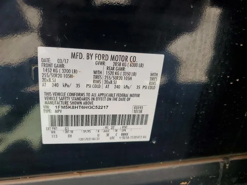 2017 FORD EXPLORER PLATINUM  