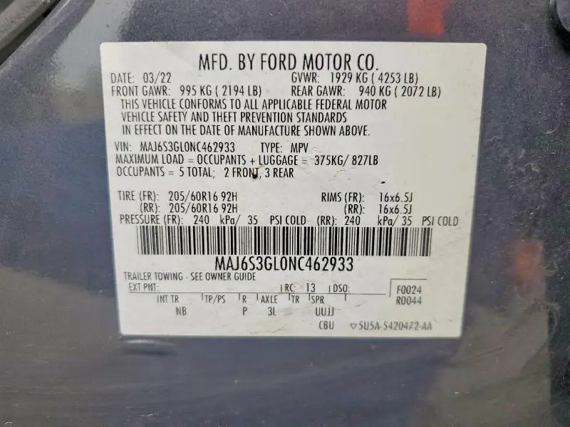 2022 FORD ECOSPORT SE  
